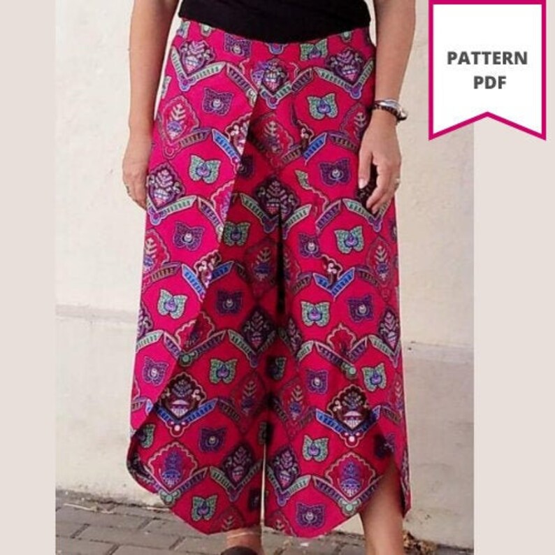Tulipwrap Digital Sewing PDF Wrap Pants Printable PDF Sewing Etsy