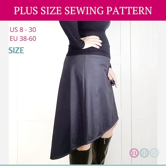 High Low Skirt Plus Size Pattern PDF Full-length Asymmetrical