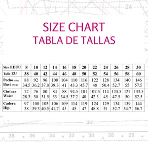 Tabla de tallas, PDF Pattern, Cocoon Jacket, Instant Downloads, Digital Pattern PDF, Digital Pattern for women, PDF patterns for woman, la costurera inquieta
