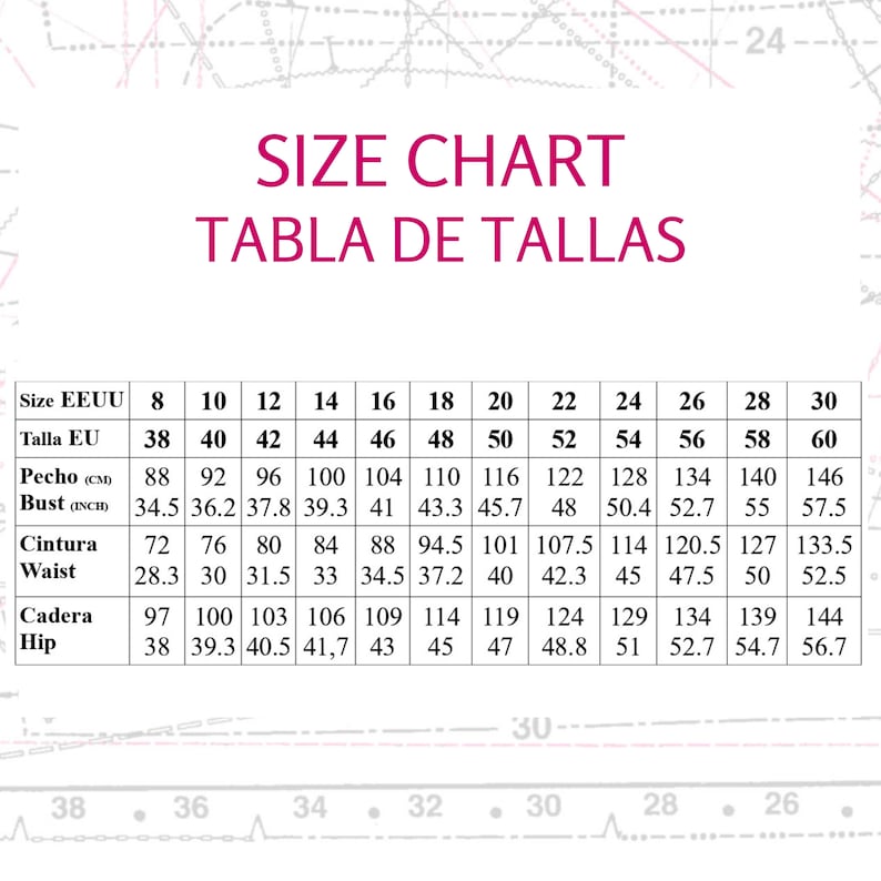 Tabla de tallas, PDF Pattern, Cocoon Jacket, Instant Downloads, Digital Pattern PDF, Digital Pattern for women, PDF patterns for woman, la costurera inquieta