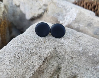 Simple Black Stud || Small & Mini  Handmade Polymer Clay Earrings ||