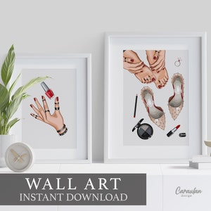 Nail Salon Wall Art, Nail Tech Room Decor, Set of 3 Prints for