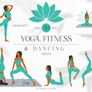 Clipart de fitness, clipart de ioga feminino, meninas de ioga, esporte feminino, clipart de esportes PNG, clipart de alongamento, clipart de dança, SVG, poses de ioga png