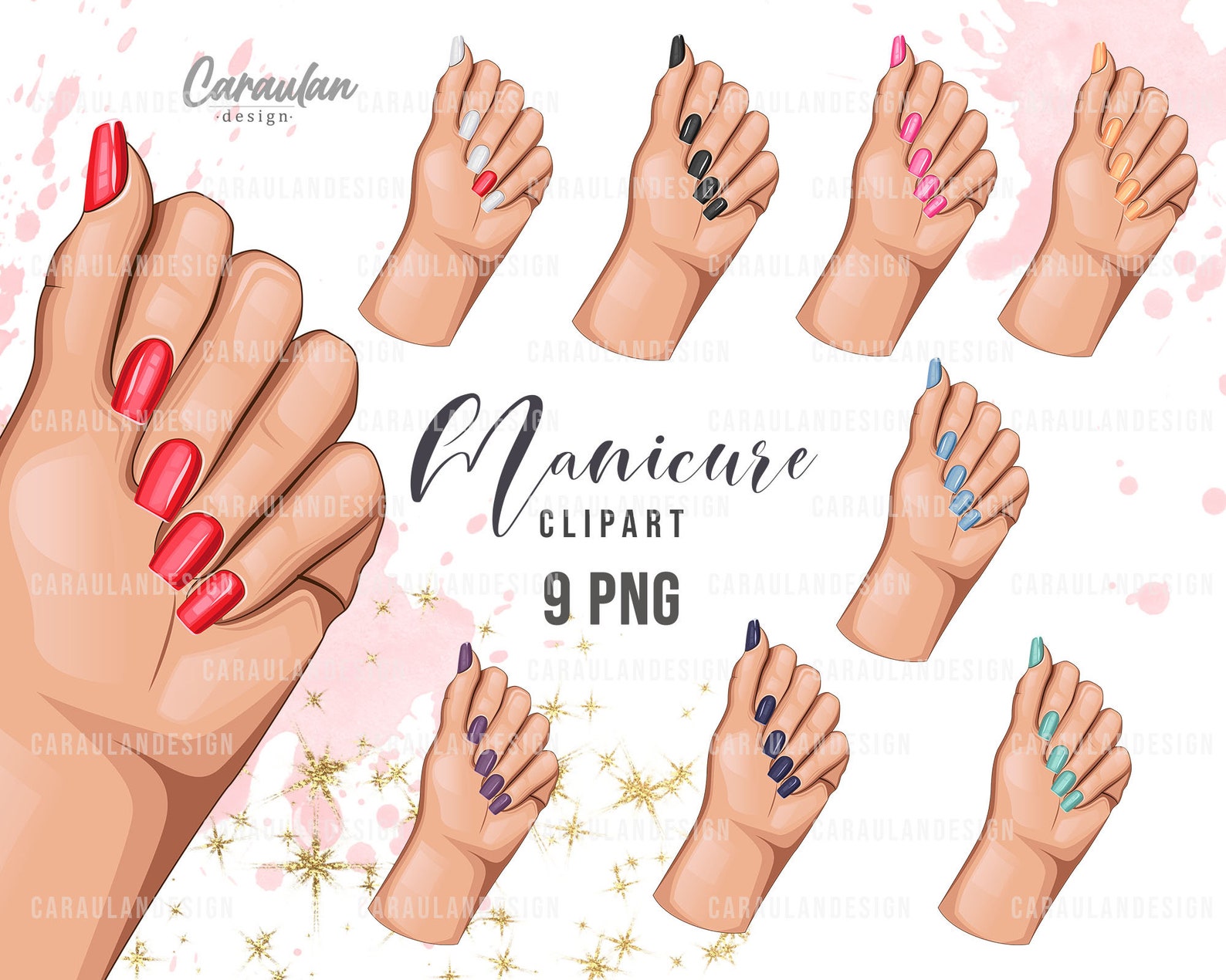 NAIL CLIPART, Nail PNG, Nail Salon Clipart, Nail Hand Clip Art, Nail