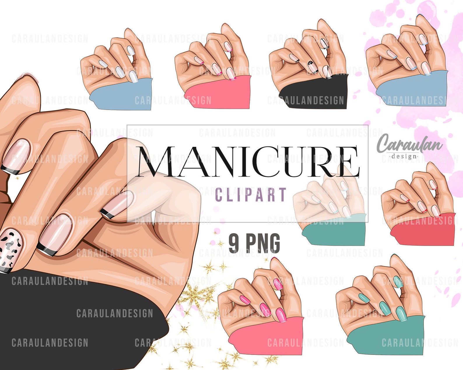 NAIL CLIPART, Nail PNG, Nail Salon Clipart, Nail Hand Clip Art, Nail