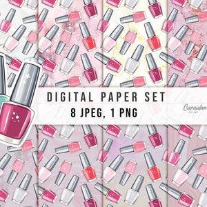 Digitale Papiere für Nagellack, Nail Tech Papier, Maniküre Druckbares Papier, Scrapbook Papier mit für Nail Master, Maniküre Hintergrund