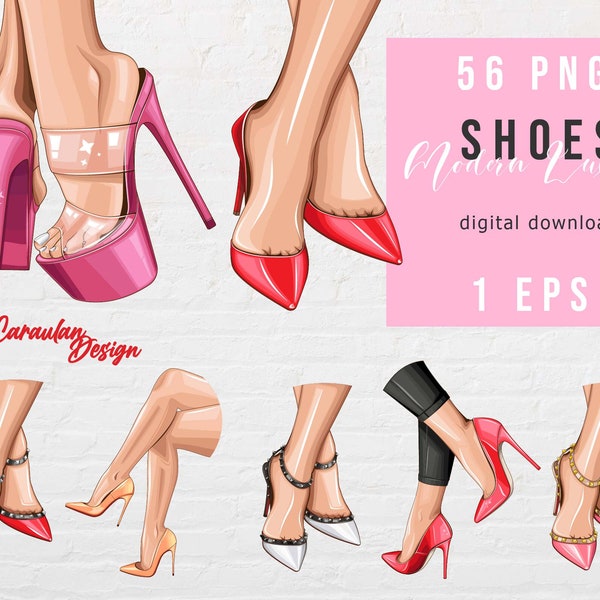 Women Shoes Clipart, Fashion clipart, Clipart with legs, Fashionista clipart, Female Legs PNG, Planner stickers Girl Boss Clipart