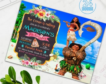 Tropical Girl birthday invitation, Ocean birthday party invitation, Printable, Digital