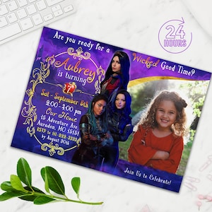 Girl Birthday Invitation with Picture, Girl Birthday Invitation, Girl Birthday Party Invite, Photo, Printable, Digital