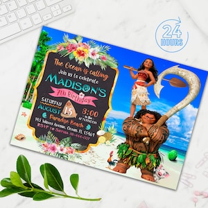 Tropical Girl birthday invitation, Ocean birthday party invitation, Printable, Digital