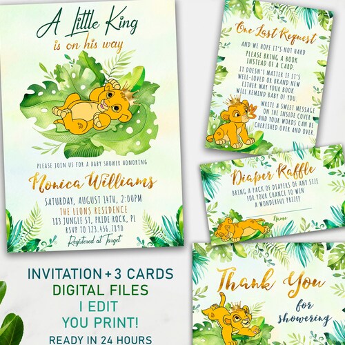 Lion King Baby Shower Invitation A Little King Baby Shower Etsy