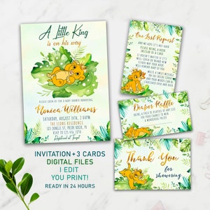 Lion King Baby Shower Invitation, Lion King Baby Shower Bundle, Lion King Baby Shower Set, A Little King, Simba, Lion Baby, Jungle, Safari