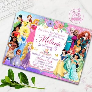 Princess Invitation, Princess Birthday Invitation, Princesses Invitation, Princess Royal Celebration, Pink and Gold Invite, Princess Party