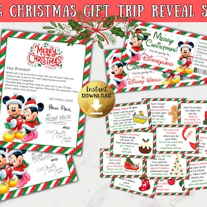Editable Christmas Theme Park Trip Kit, Mouse World Surprise Ticket, Theme Park Letter, Theme Park Scavenger Hunt Cards, Christmas Bundle