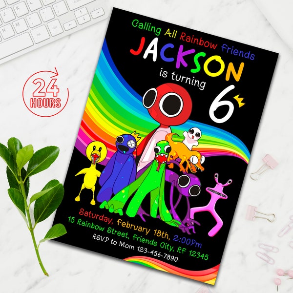 Rainbow Friends Birthday Invitation, Rainbow Friends Party Invitation, Kids Party Invite, Any age, Printable, Digital