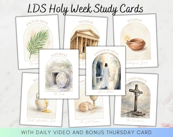 LDS Holy Week Study Cards, Printable Easter Story, LDS Easter Advent, Easter Scripture Cards, Holy Week Printable, Holy Week Countdown