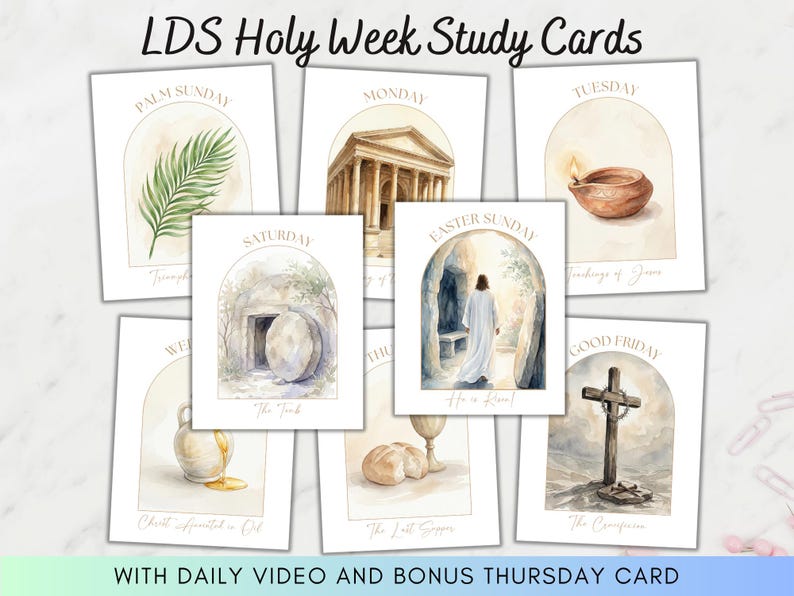 LDS Holy Week Study Cards, Printable Easter Story, LDS Easter Advent ...