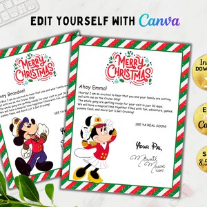 Editable Christmas Cruise Theme Park Trip Letter, Cruise Mouse World Surprise Letter, Printable Gift, Reveal Gift, Canva