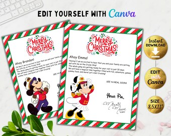 Editable Christmas Cruise Theme Park Trip Letter, Cruise Mouse World Surprise Letter, Printable Gift, Reveal Gift, Canva