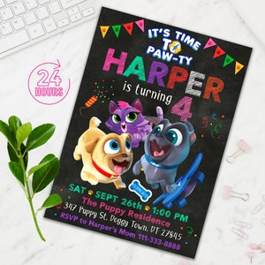 Puppy invitation girl, Girl Puppy birthday invitation, Puppy Dog invite, Girl birthday invitation, Baby Girl