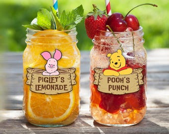 Editable Winnie Drink Label For Baby Shower Or Birthday, Hundred Acre Wood Party Beverage Label, Pooh Bear Party, Classic Pooh Decor Parties