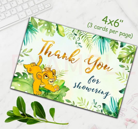 Lion King Baby Shower Thanks cards, A Little King Baby Shower Thank you cards, Simba Thanks card, Lion Baby, Jungle Baby Shower, Safari