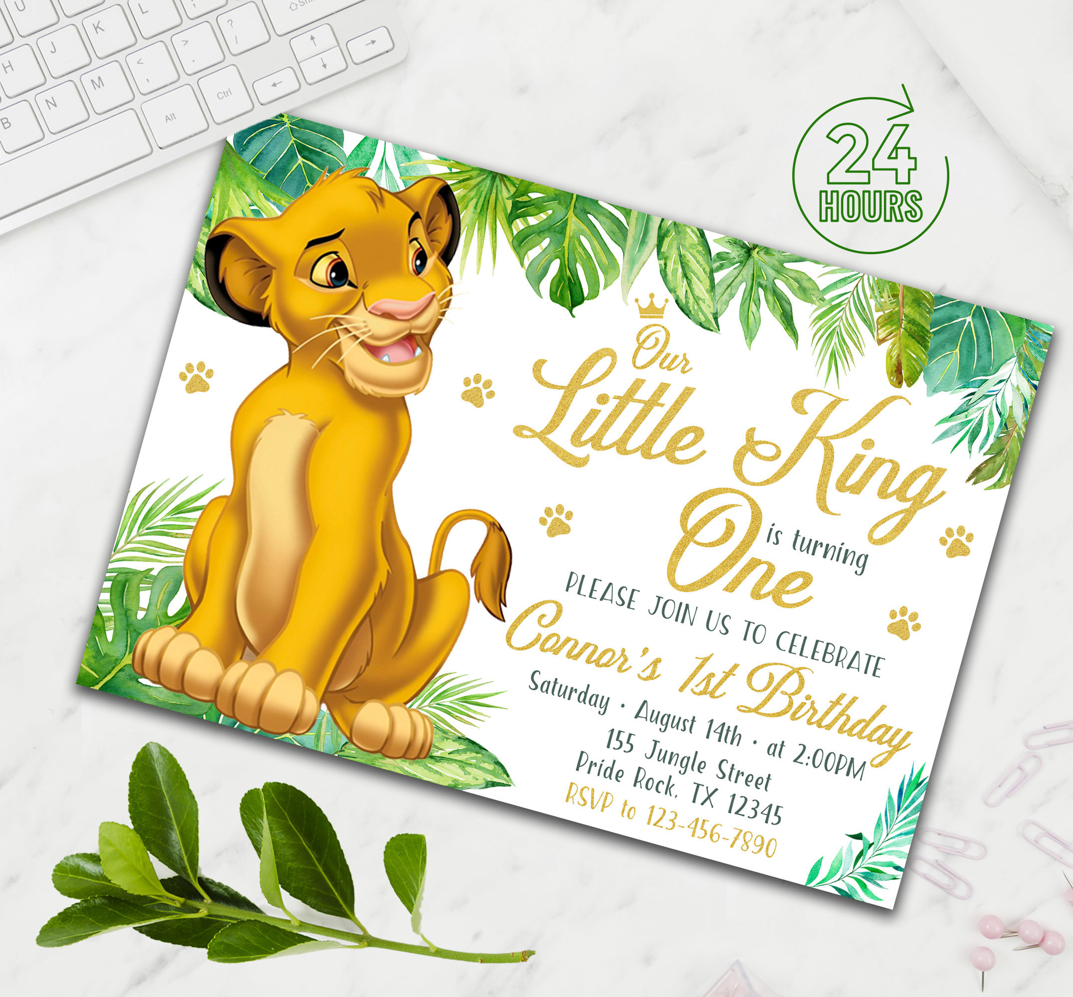 Lion King Birthday Party Invitation, Simba, Lion King Party