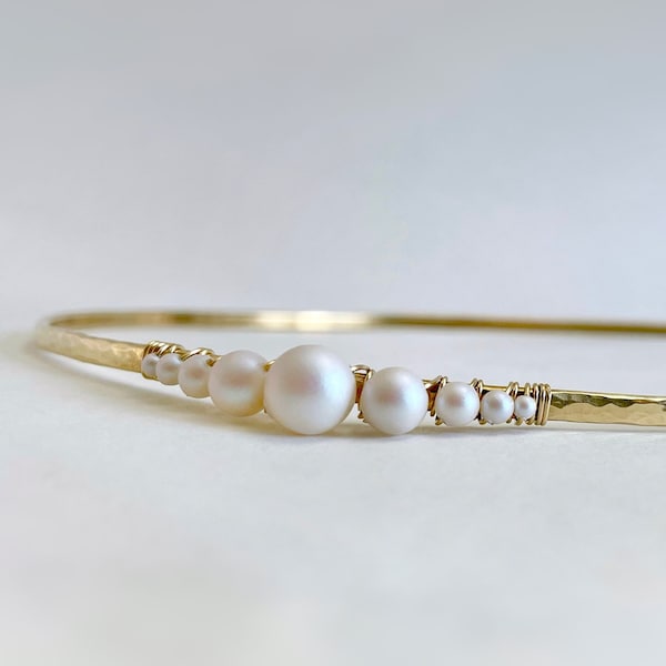 Adjustable Headband in Jeweler's Brass with Swarovski Pearl Accent