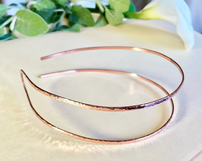 Hammered Double Headband in Pure Copper