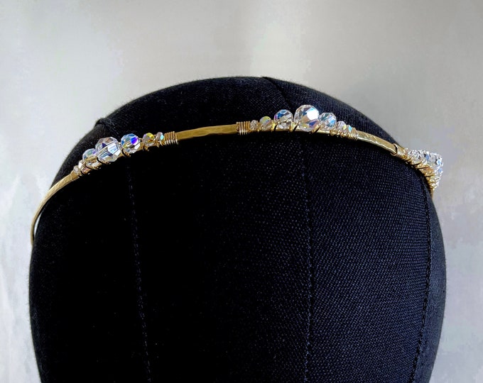 Swarovski Crystal Circlet in Hammered Jeweler's Brass