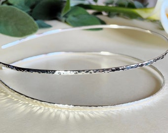 adjustable hammered sterling silver double headband, adult sizes