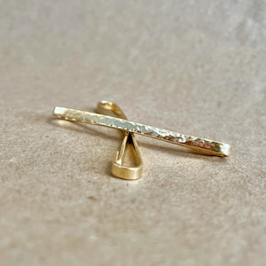 Handmade Dainty Gold Metal Hair Clip for Women or Girls - 2 Inch Hammered  brass Barrette