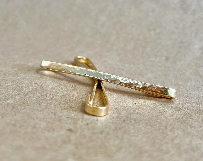 Hammered Brass Barrettes, 2 inches long