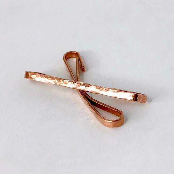 hammered copper  barrettes, 2 inches long