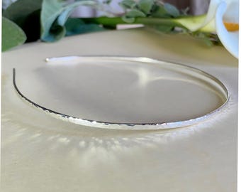 Elegant Handmade Sterling Silver Hammered Headband for Adults