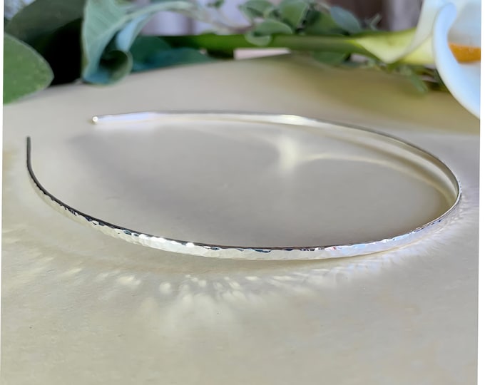 Hammered Thin Headband in Sterling Silver