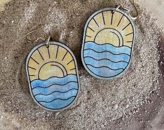 Wave Earrings SVG - Beach Lover Earring File - Sun Lover - Engraved Laser File - PDF - SVG - Glowforge File