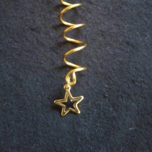 gold star hair twist, dread coil, dangle charm