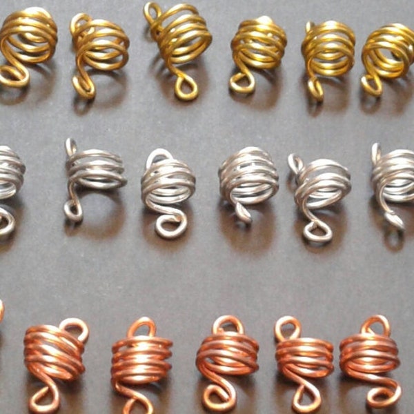 Hair coil beads, set of 6