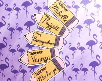Personalized Teacher Pencil Sticker, Waterproof Vinyl Decal, Gift