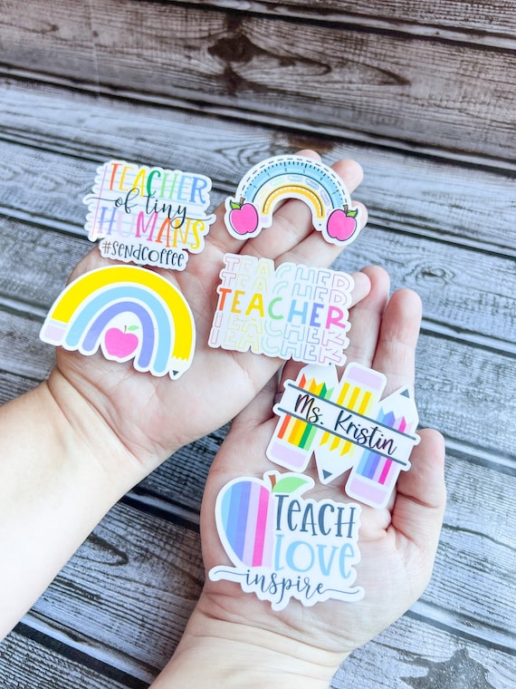 Personalized Teacher Sticker Bundle: Colorful Rainbow Decals
