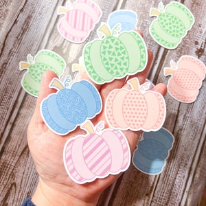 Pastel pumpkin stickers, pack, bundle, decals, patterned, fall, autumn, Halloweeen