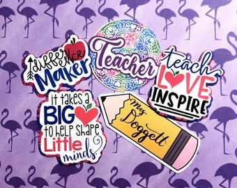 Teacher Sticker Bundle, Personalized Pencil Sticker, Water Resistant