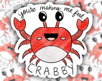 Crab sticker, funny, cute, crabby, grumpy, moody, laptop, water bottle, decal