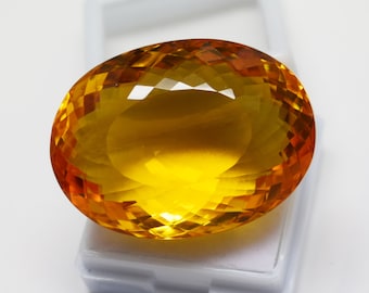 AAA++ Top Quality Unheated & Untreated Earth Mined Beautiful Yellow Sapphire 106.00 Ct Approx. Oval Cut Faceted Sapphire Certified Sapphire