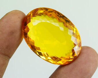 AAA++ Top Quality Unheated & Untreated Earth Mined Beautiful Yellow Sapphire 103.00 Ct Approx. Oval Cut Faceted Sapphire Certified Sapphire