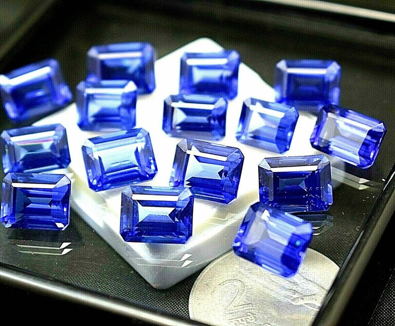 Ggl Certificate 50 Ct Nice Looking Emerald Cut Lot Blue Natural Tanzanite Gem
