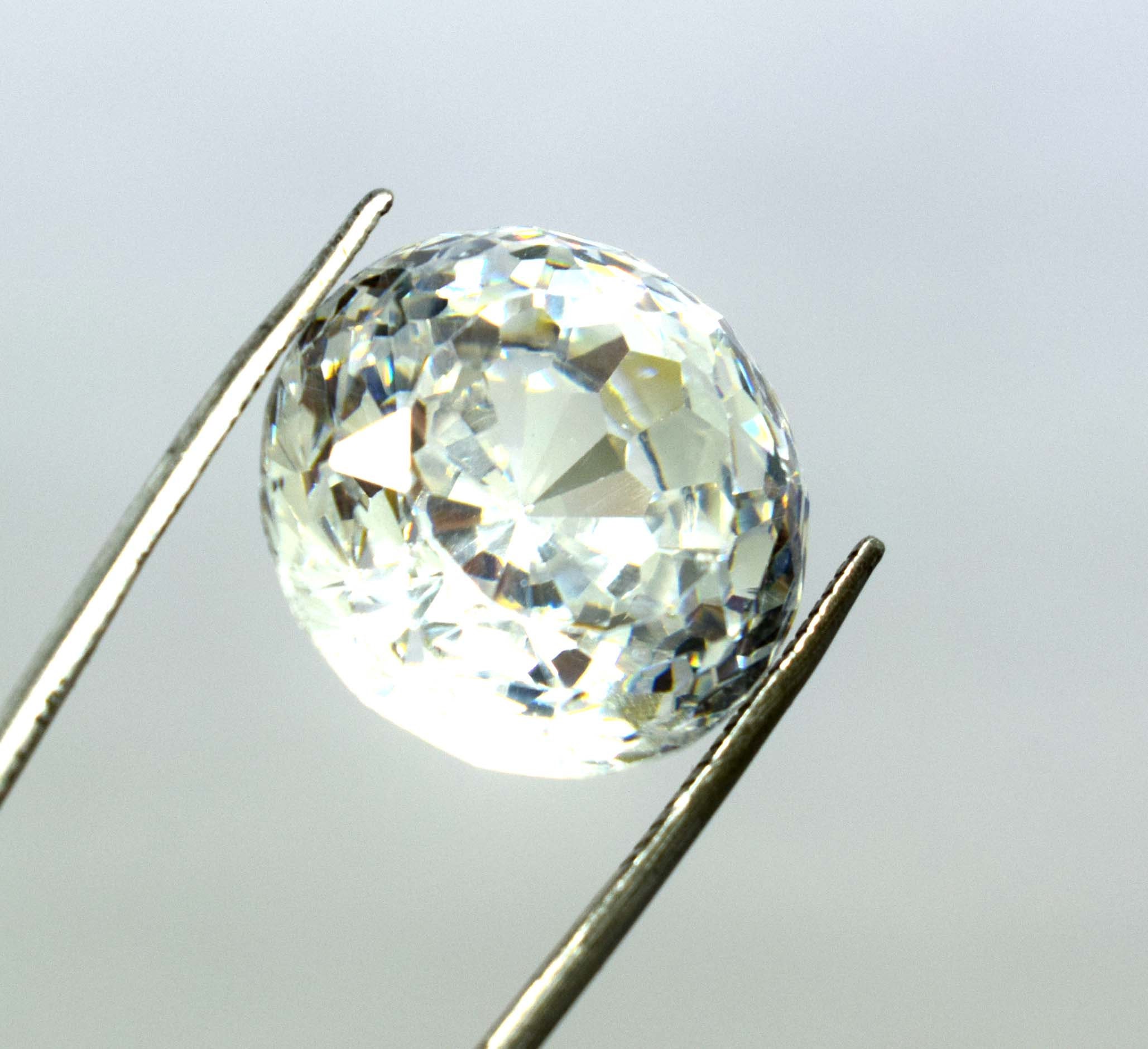 Natural Loose Gemstone White zircon round Shape 43.40 Ct GGL Etsy