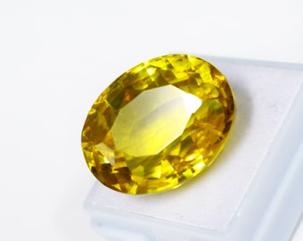 AAA++ Top Quality Unheated & Untreated Earth Mined Beautiful Yellow Sapphire 53.00 Ct Approx. Oval Cut Faceted Sapphire Certified Sapphire