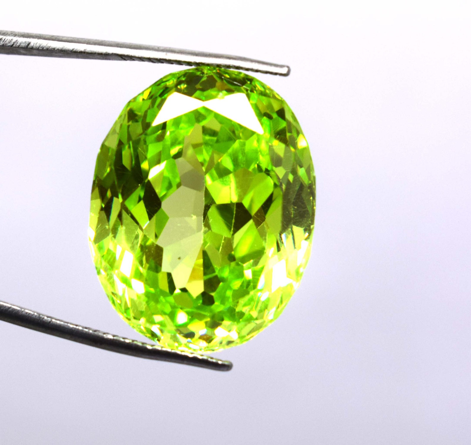 Neon Green Zircon Ggl Certified 50.50 Ct Oval Cut Natural Etsy